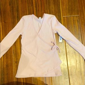 Light pink tie up shirt